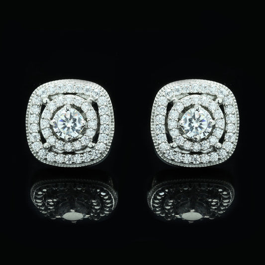 Sombre Clustre Zirconia Stud Earrings with Removable Outer Jacket