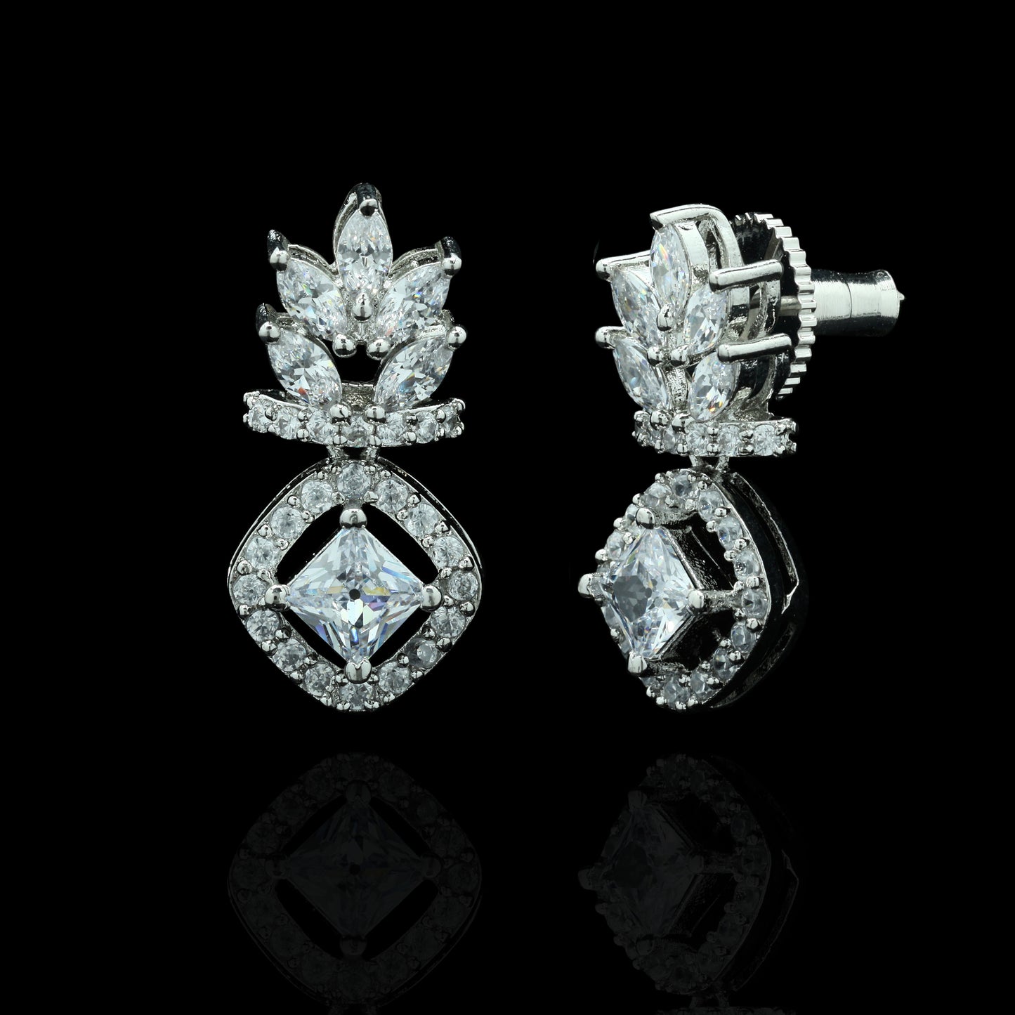 The Flora Leaf Zirconia Stud Earrings