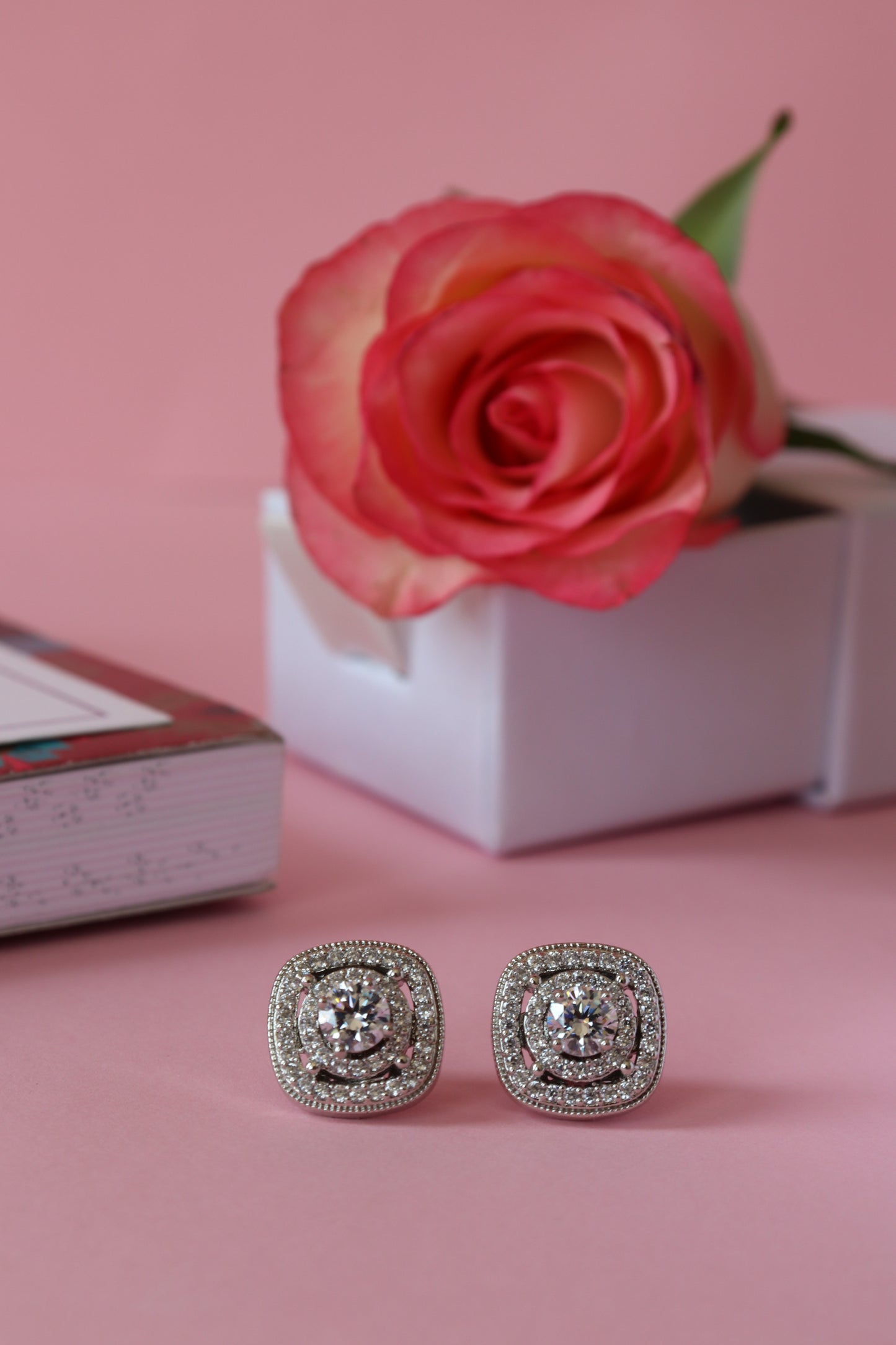 Sombre Clustre Zirconia Stud Earrings with Removable Outer Jacket