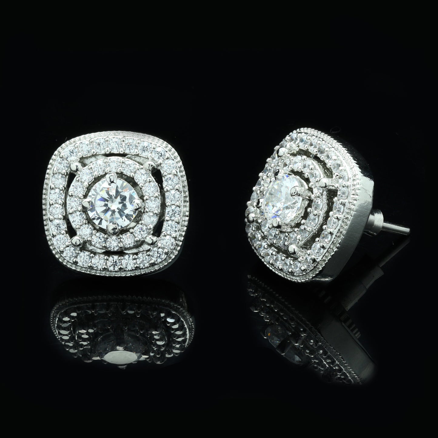 Sombre Clustre Zirconia Stud Earrings with Removable Outer Jacket