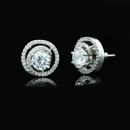 Dual Bling Spiral Detachable Zirconia Anti Tarnish Everyday Studs