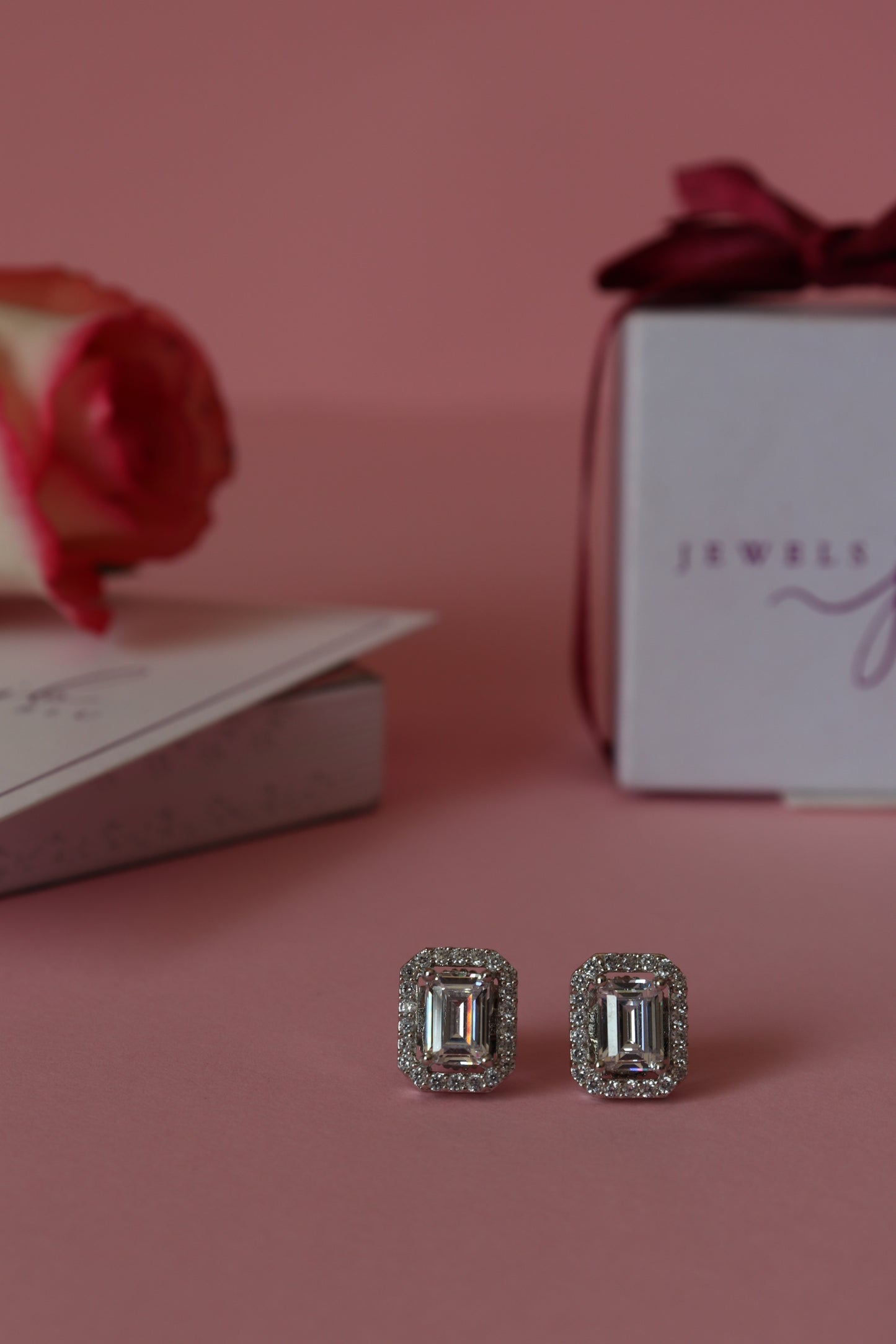 Emerald Cut Solitaire Daisy Anti Tarnish Everyday Studs